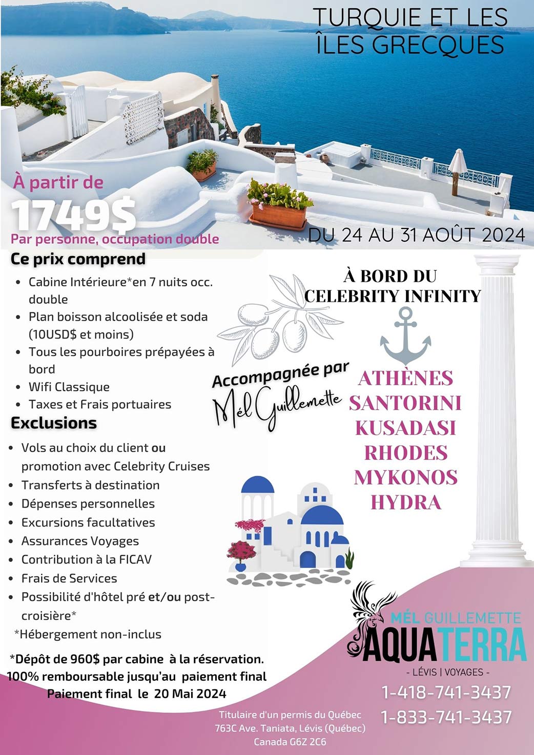 Croisière  en Turquie sur le Celebrity Infinity, du 24 au 31 août 2024